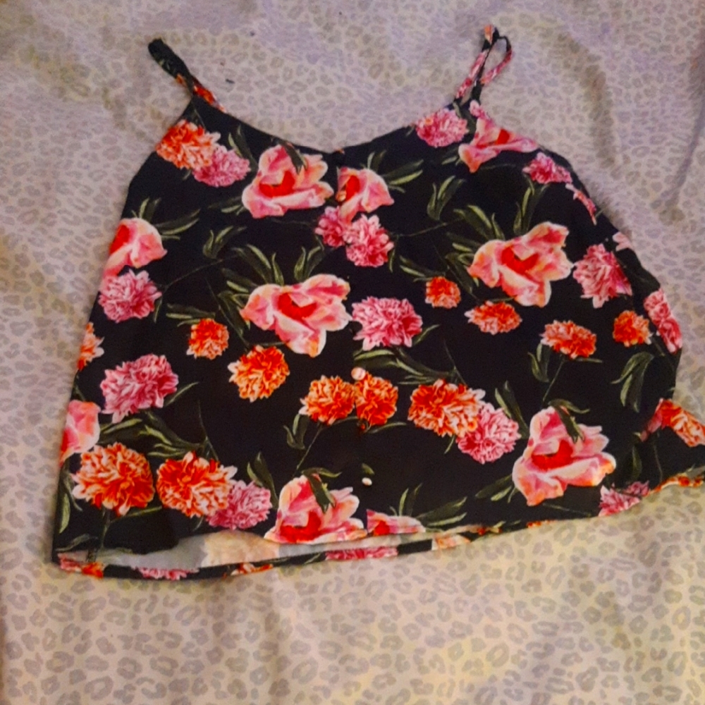 Floral Black Tank Top